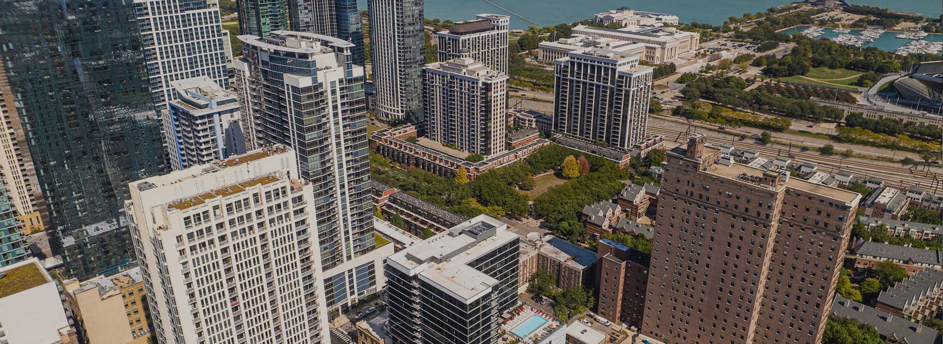 Chicago skyline with a view of Lake Michigan